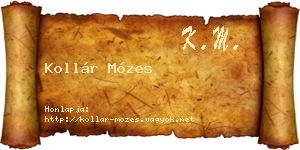 Kollár Mózes névjegykártya